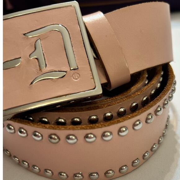 Vintage Harley Davidson Pink Leather Belt With Silver Studs Size 1W